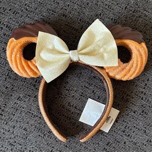 Disney Churro Donut Headband with Gold Bow